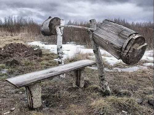фотография суровой русской лавки для жима и штанги