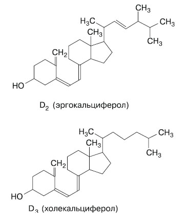 Формулы витаминов D2 и D3