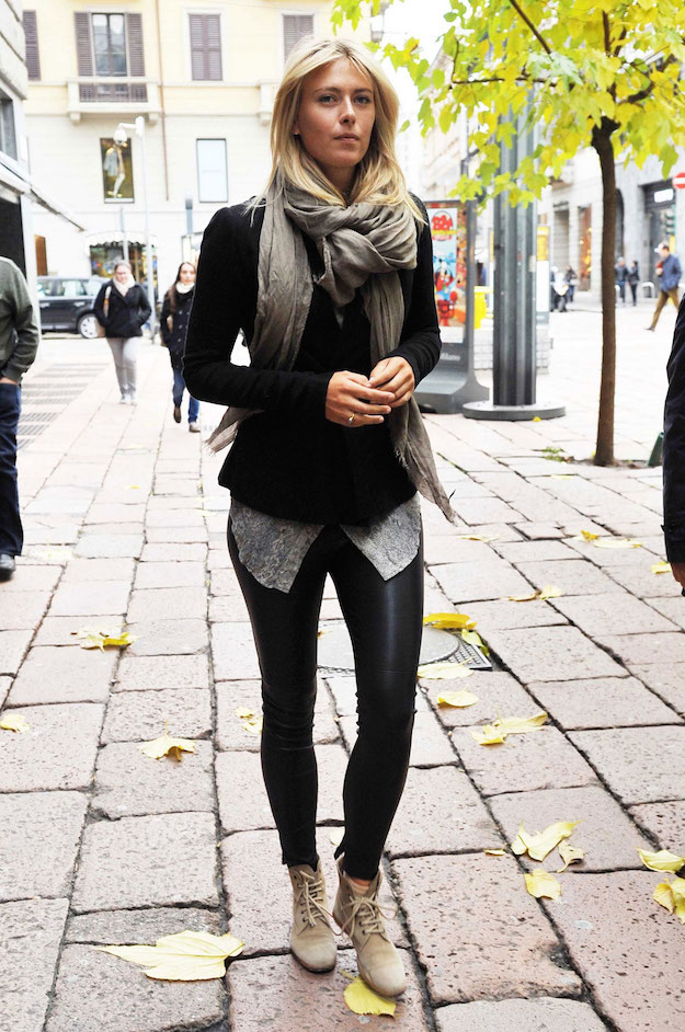 MARIA SHARAPOVA in Leather Pants