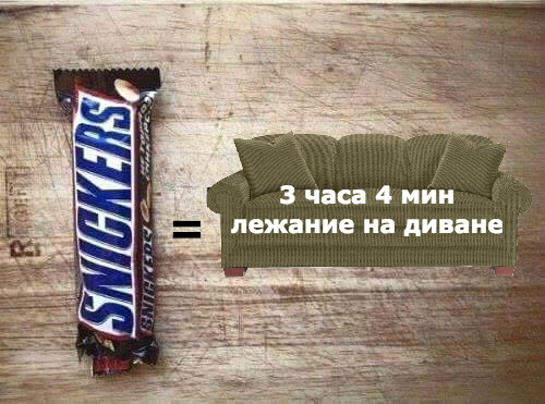 сникерс и количество калорий от лежания на диване